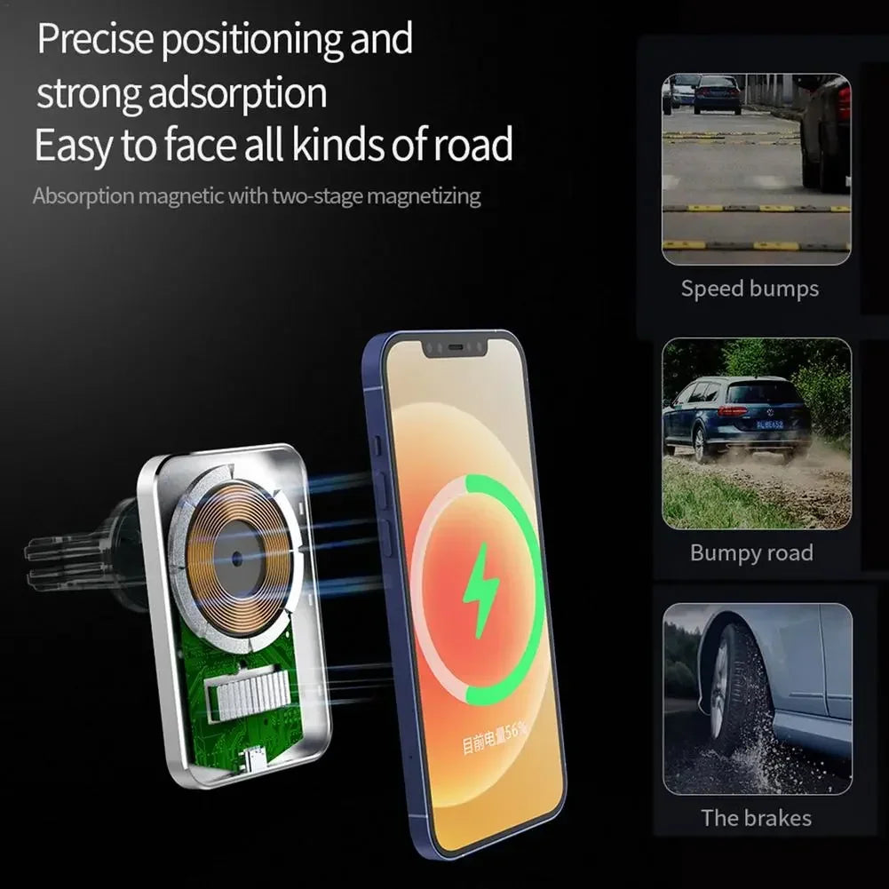 15W Qi Car Charging Mount with Magnetic Holder For IPhone 12 13 Pro
